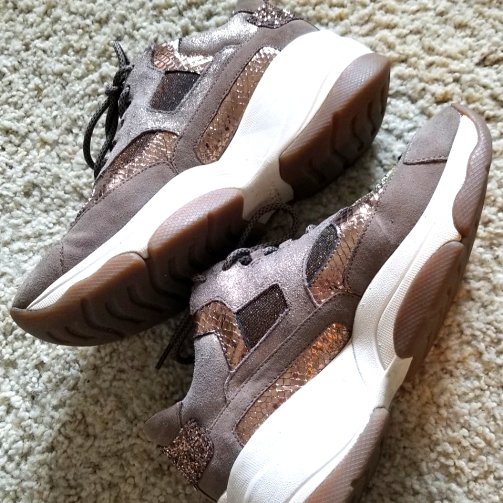 Geox sneaker women metallic leather suede 8